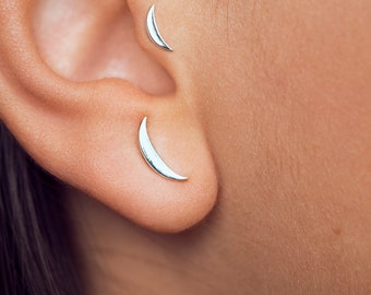 Pendientes piercing Moon Helix Set para caracola y cartílago - Joyería celestial- PRC002