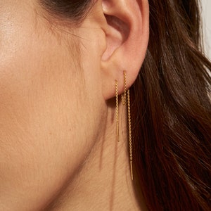 Threader Earrings Thin Chain Dangle Edgy Earrings - Cartilage Earrings - Silver Handmade Earring