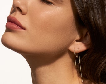 Threader Earrings Gold - Unique Dainty Earrings - Drop Earrings - Rose Gold Earrings CHE023