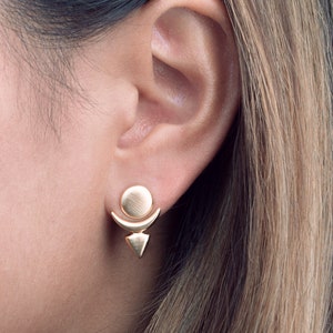 Front Back Earrings -Floating Earrings -Modern Studs - Ear Jacket - Stud Earrings