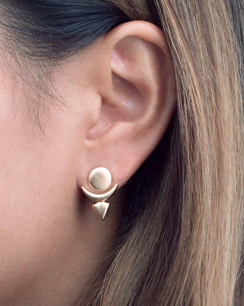 Front Back Earrings -Floating Earrings -Modern Studs - Ear Jacket - Stud Earrings