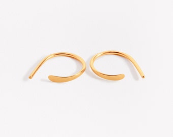 Open Gold Hoop Earrings - Second Hole Hoops Earrings - Artisan Jewelry - Gift for women - EAR040