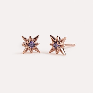 Amethyst Ohrstecker - Minimale Ohrringe - Zierliche Ohrringe - Kleine Pfostenohrringe - Brautohrringe