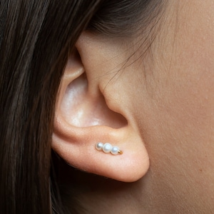 Pendientes de perlas - Pendientes de orejas - Pendientes escaladores de perlas - Pendientes de novia - Pendientes de línea de perlas -