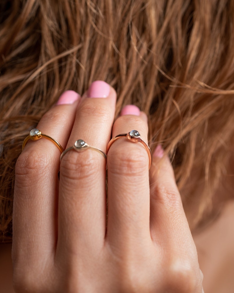 Tiny Labradorite Ring - Stacking Ring - Birthstone Ring - Minimalist Jewelry