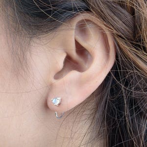 Moonstone Hoop Earrings – Birthstone Jewelry – Rainbow Gemstone Hoops – Minimalist Earrings – EAR031MOO