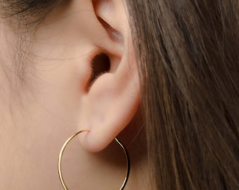 Gold Plated Sterling Silver Hoop Earrings - 25mm