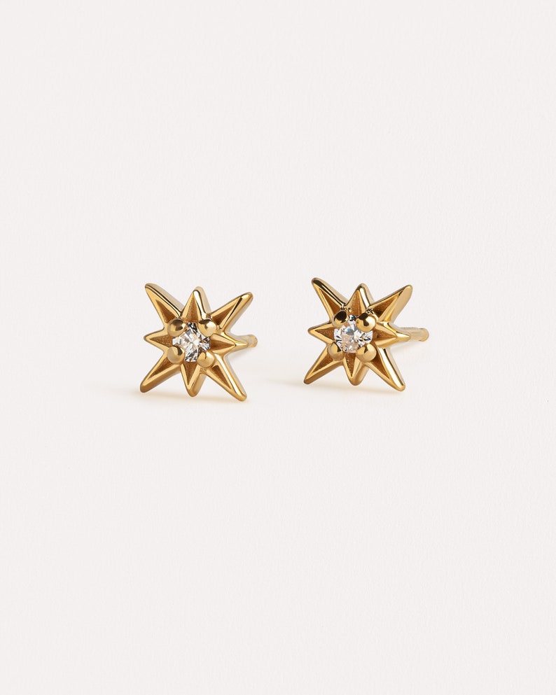 Sparkling Starburst Stud Earrings Dainty Gemstone Jewelry Gift for wife STD049WCZ image 5