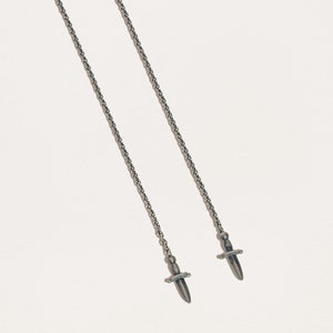 Threader Dagger Earrings - Mismatched Chain Grunge Earrings