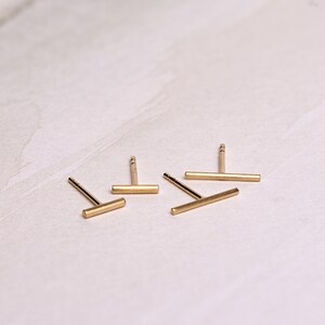 Bar Cartilage Earrings Studs - Geometrical Piercing - Second Hole Earrings - Minimalist Jewelry