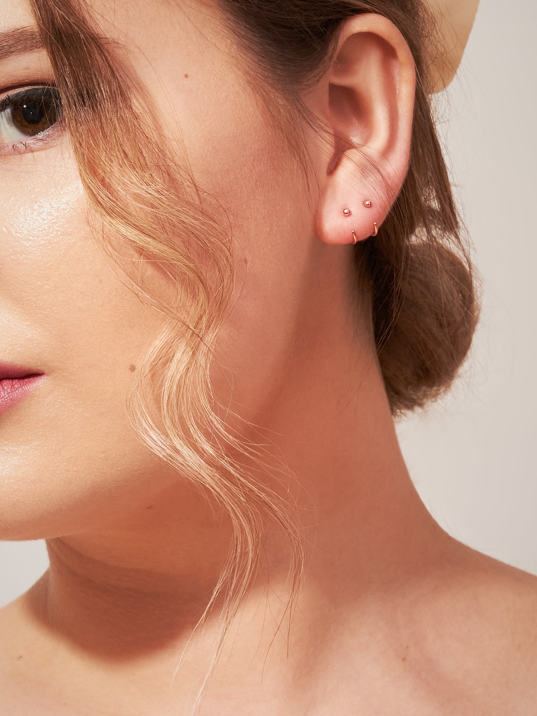 Sterling Silver Helix Hoop Earrings: Rose Gold Huggie Earrings