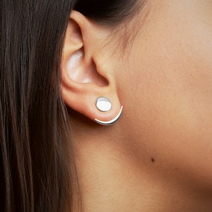 Moon Phase Front Back Earrings Gold Moon Jewelry Celestial Earrings EJK008 image 4