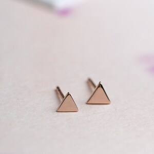 Mini Silver Triangle Geometric Stud Earrings - Mountain Post Earrings - Best Friend Gift