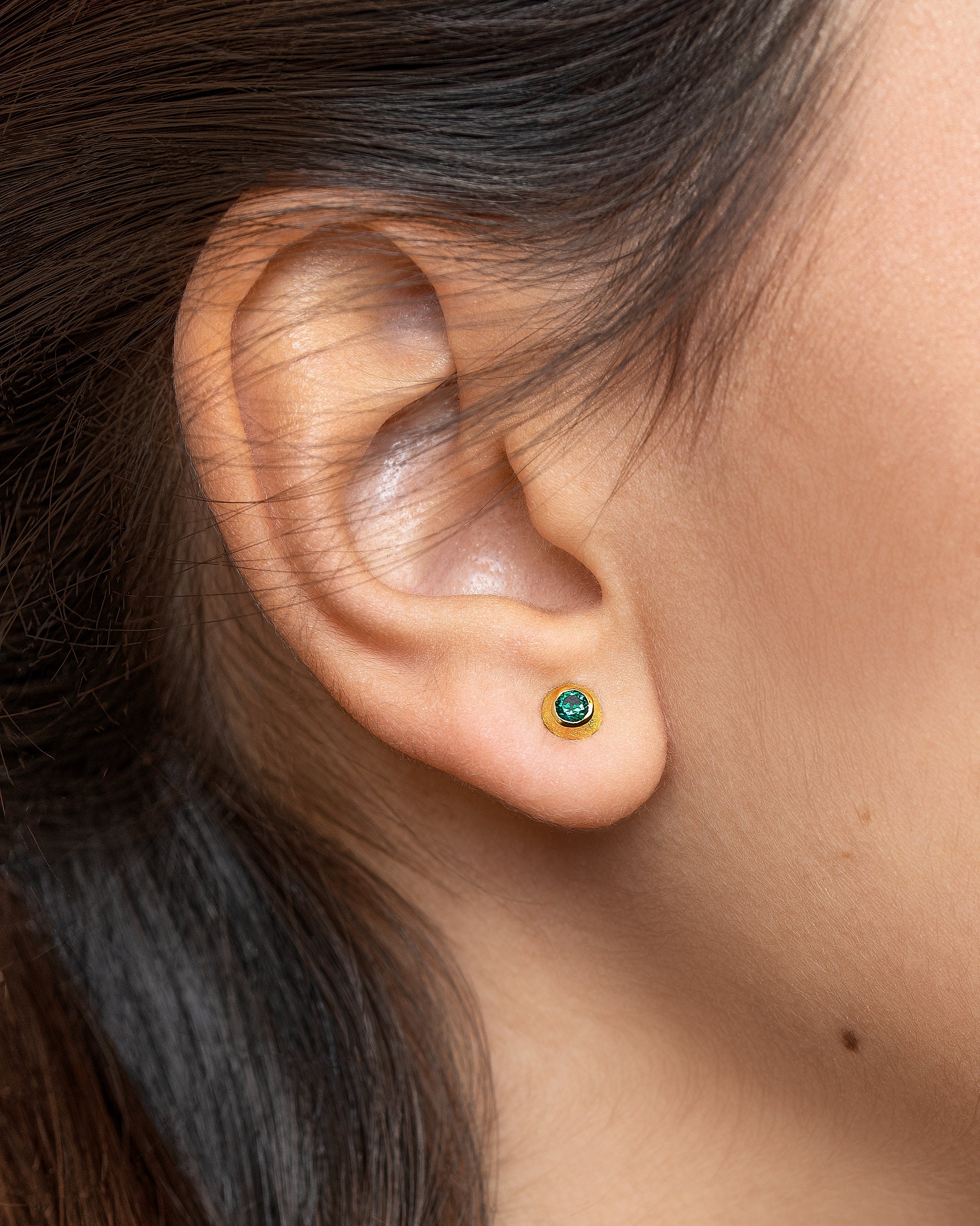 Dainty Birthstone Stud Earrings - Personalized Gift for Mom - Minimalist Sterling Silver Jewelry with Gift Box - STD142M30