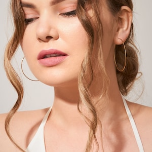 Silver Hoop Earrings - Modern Earrings - Handmade Large Hoop - Trendy Jewelry  - EAR007