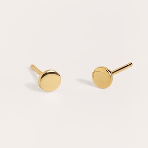 Dainty Cute Gold Stud Earrings for Minimalist Jewelry Lovers Gift Under 20 Second Hole Earrings STD007 Yellow Gold Shiny
