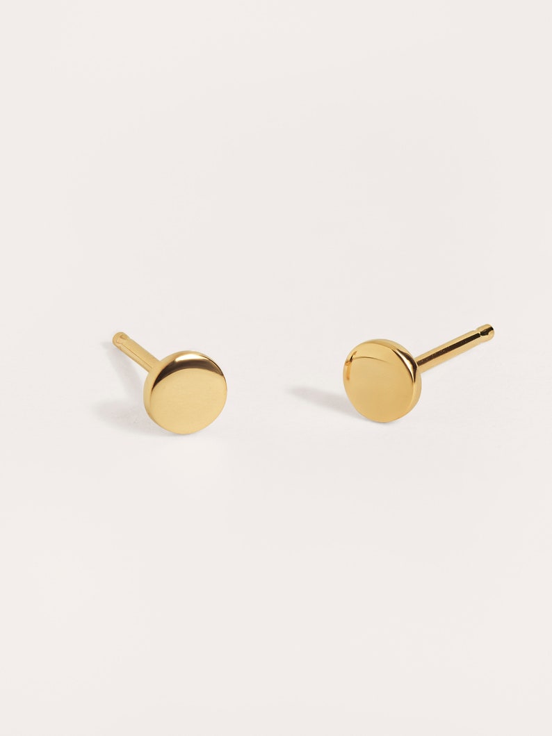 Dainty Cute Gold Stud Earrings for Minimalist Jewelry Lovers Gift Under 20 Second Hole Earrings STD007 image 1