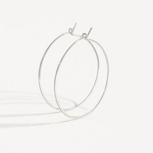 Gold Hoop Earrings - Minimalist Earrings - Handmade Large Hoop - Dainty Jewelry - Silver Hoop Earrings - EAR007