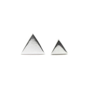 Mini Silver Triangle Geometric Stud Earrings - Mountain Post Earrings - Best Friend Gift