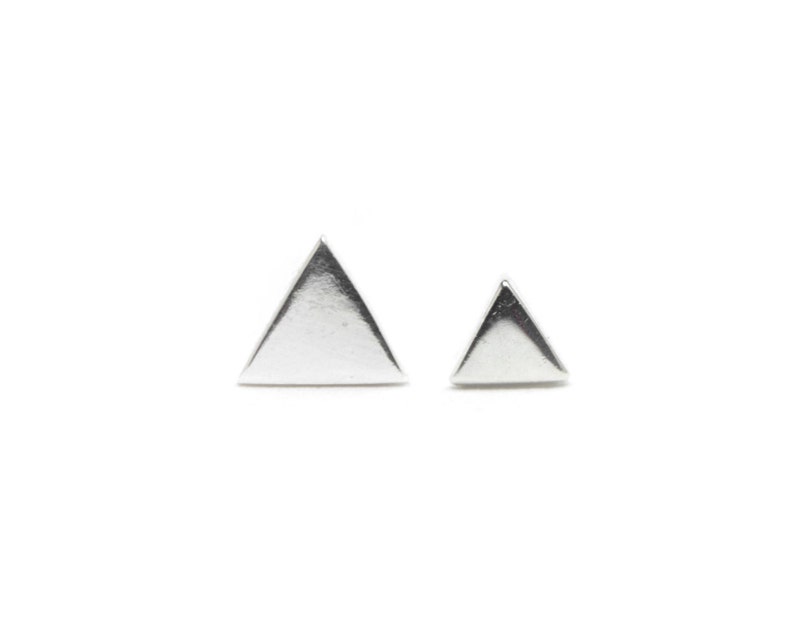 Mini Silver Triangle Geometric Stud Earrings - Mountain Post Earrings - Best Friend Gift