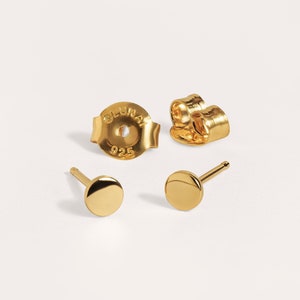 Dainty Cute Gold Stud Earrings for Minimalist Jewelry Lovers Gift Under 20 Second Hole Earrings STD007 image 2