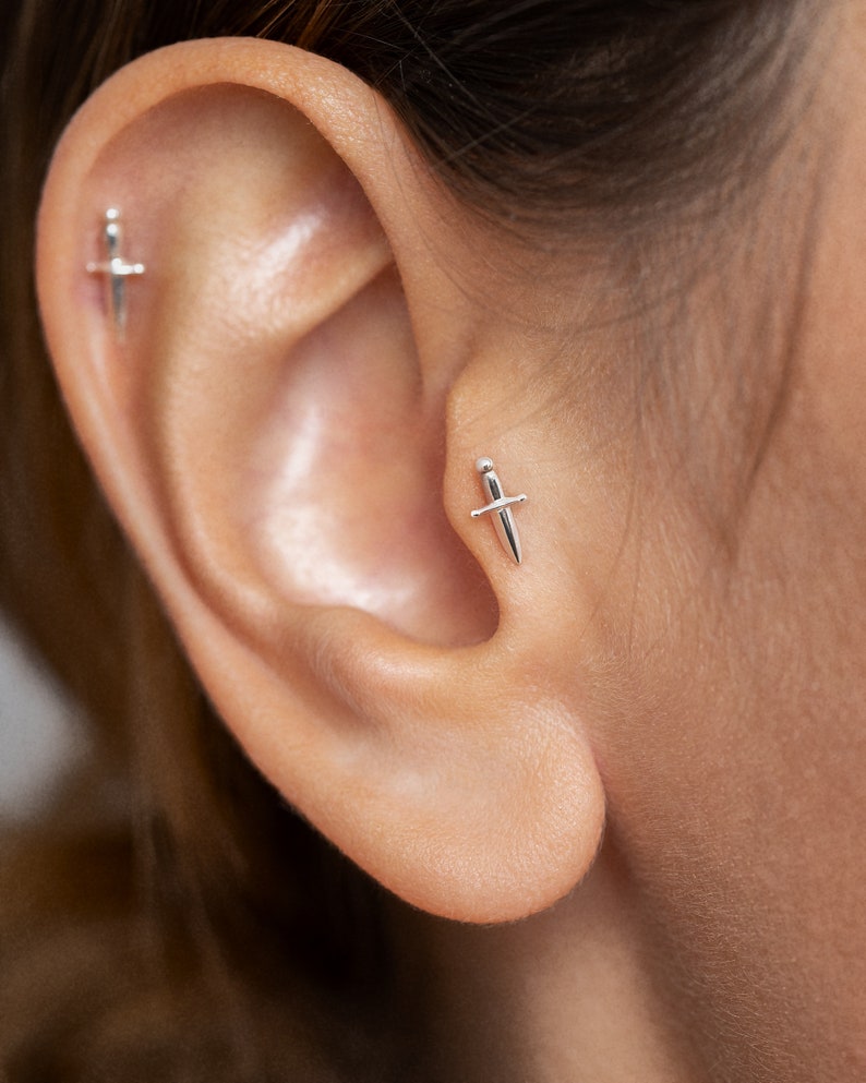 Helix Flat Back Sword Earring Conch Stud Dagger earrings Lunai Jewelry PRC001 image 3