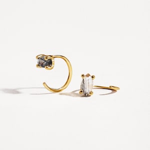 ブラックルチルクォーツ, フックピアス, スターリングシルバー, ゴールドフィルド, ハンドメイドピアス, ハンドメイドアクセサリー, フープピアス, シルバーアクセサリー, ゴールドアクセサリー, シンプルピアス, クリスマスギフト, クリスマスプレゼント, EAR025BRQ