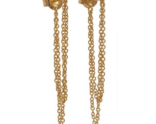 Orecchini Pendenti A Catena Con Stelle In Argento Sterling E Zirconi Cubici, Placcati Oro 18k