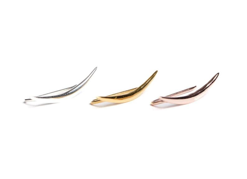 Half Moon Earrings ECF019 Cuff Earrings Simple Ear Climber Moon Earrings Minimalist Earrings Crescent Moon Ear Climber