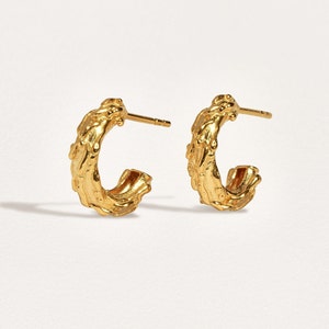 Dainty Gold Hoop Earrings: 24K Plated Sterling Silver, Minimalist Style