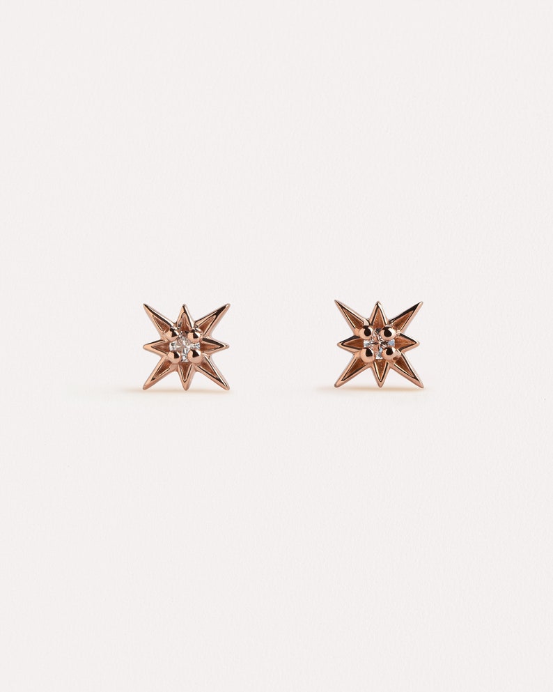 Sparkling Starburst Stud Earrings Dainty Gemstone Jewelry Gift for wife STD049WCZ image 4