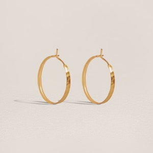 Gold Hoop Earrings Creole Hoop Earrings Sterling Silver Hammered Hoops Lunaijewelry EAR057 image 8