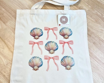 Muscheln und Bögen Canvas Tragetasche | Schöne Sommertasche