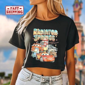 Retro Radiator Springs Cars Movie Crop Top, Lightning McQueen Crop Top, Cars Movie Disney Crop Top, Disney Family Trip Crop Top