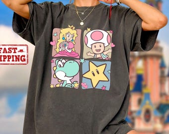 Comfort Colors Mario Princess Girls Shirt, Princess Peach Mario Shirt, Princess Peach T-Shirt, Super Mario Shirt, Mario Group Birthday