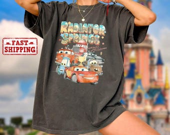 Comfort Colors Retro Radiator Springs Cars Movie Shirt, Lightning McQueen Shirt, Cars Movie Disney Shirt, Disney Family Trip Shirt