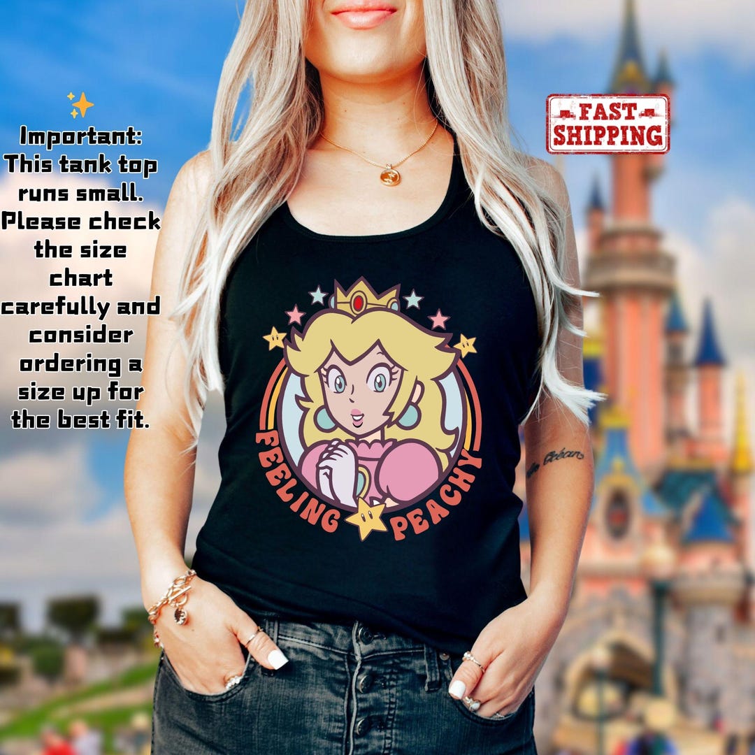 Mario Princess Girls Tank Top, Princess Peach Mario Tank Tee, Princess ...