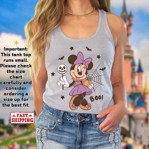 Retro Minnie Pumpkin Halloween Tank Top, Disneyworld Halloween Boo Tank Tops, Disneyland Halloween Party, WDW Spooky Season Tank Top