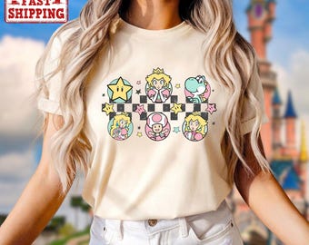Mario Princess Girls Shirt, Princess Peach Mario Shirt, Princess Peach T-Shirt, Super Mario Shirt, Mario Group Birthday