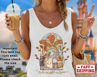 Vintage Retro Belle's Book Shop Tank Top, Tale As Old As Time Beauty and The Beast Disney Magic Kingdom Disneyland Tank, Gift For Book Lover