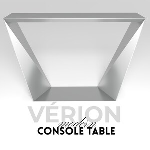 Vérion console table, projekt cyfrowy konsoli DIY CNC, pdf/dxf, plany spawalnicze, modern furniture design, steel console legs, metal base