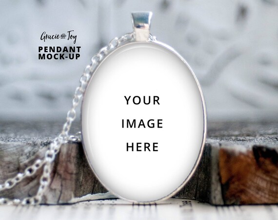 Large Oval Pendant Product Mockup Silver Jewelry Templatejewelry Photographycharm