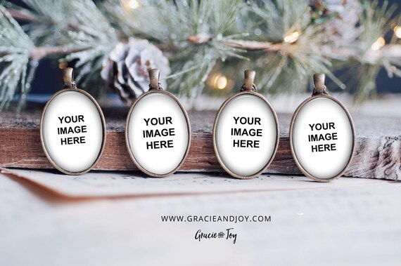 Christmas Oval Pendant Product Mockupantique Bronzejewelry Templatejewelry Photographycharm Mockupnecklace
