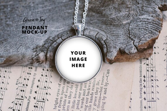 Large Circle Pendant Product Mockup Silver Jewelry Templatejewelry Photographycharm