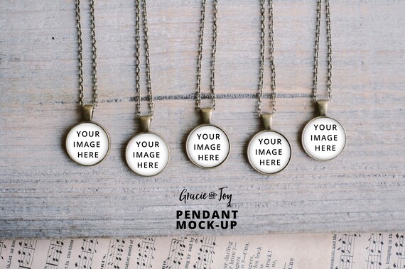 Small Circle Pendant Product Mockup Antique Bronze Jewelry Templatejewelry