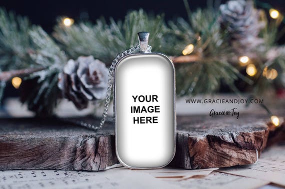 Christmas Domino Pendant Product Mockupsilverjewelry Templatejewelry Photographycharm Mockupnecklace Mockup