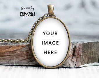 Download Small Oval Pendant Product Mockup, Antique Bronze Jewelry ...