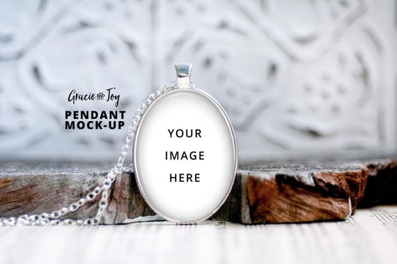 Small Oval Pendant Product Mockup Silver Jewelry Templatejewelry Photographycharm