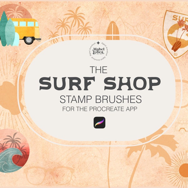 Surf Shop Stamp Brushes for the Procreate App by Mabel and Bea