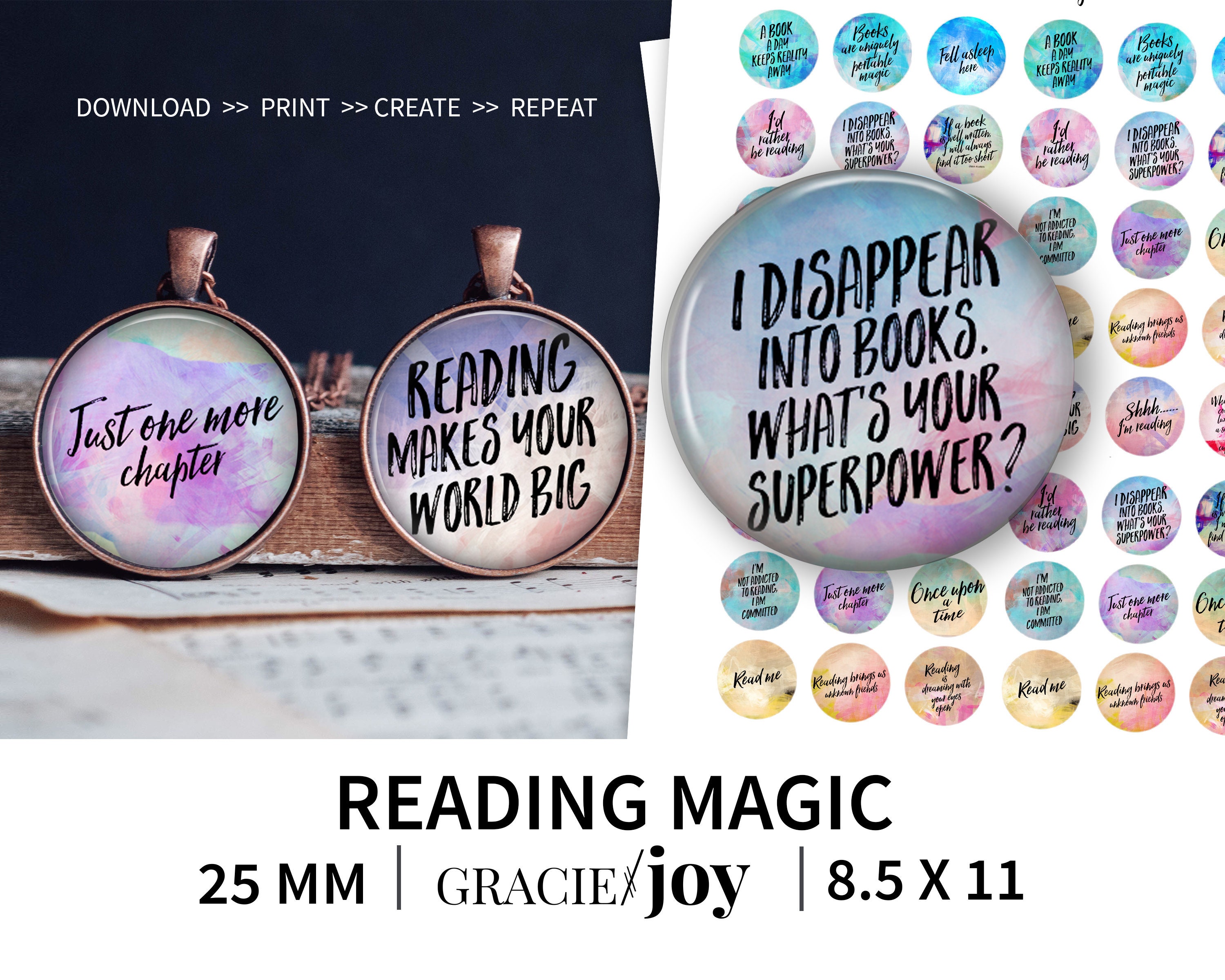 25 mmBook quotes reading Pinterest inspiredDigital Etsy